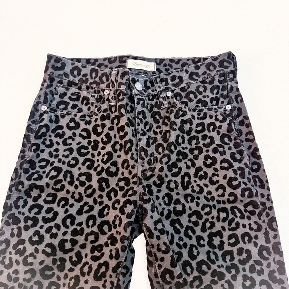 Madewell 9" High-Rise Black Leopard Printed Denim Pants Size 27 - Picture 6 of 7